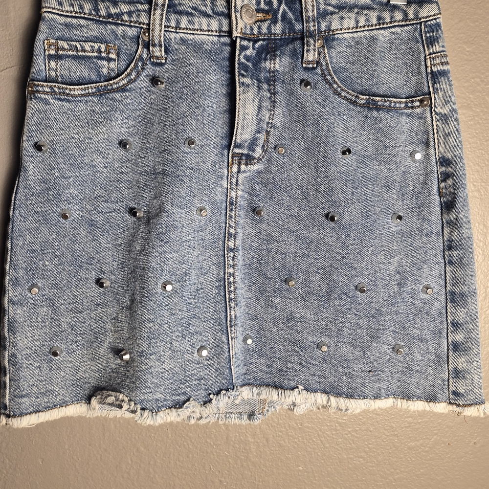 wild fable Light Blue Denim Mini Skirt with Silver Studs